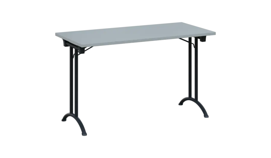 SLA 125 lak skládací jednací stůl 1250x600, deska 25 mm, podnož černý lak, deska šedá